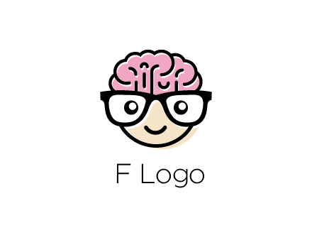 character with with a smile, glasses and brain