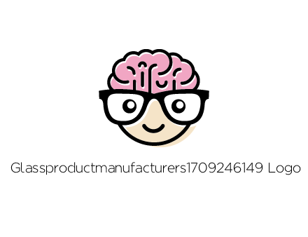 character with with a smile, glasses and brain