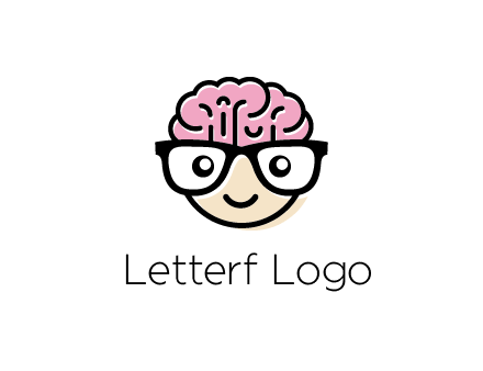 character with with a smile, glasses and brain