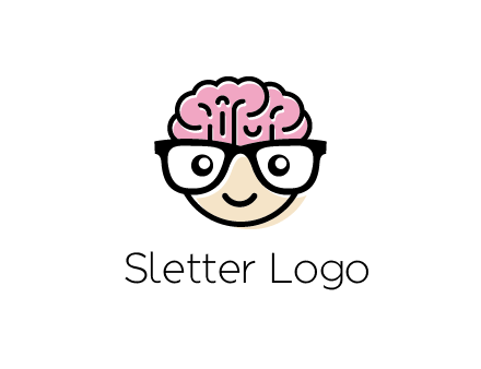 character with with a smile, glasses and brain