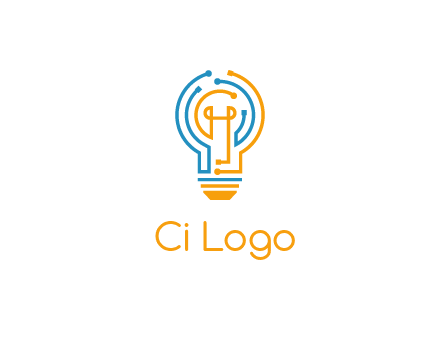 IT logo with circuit cables forming a light bulb