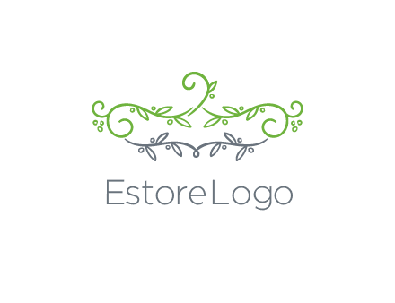 floral design logo with vines