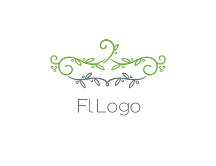 floral design logo with vines