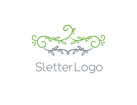 floral design logo with vines