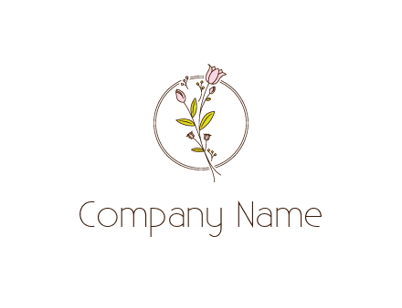 simple spa logo with flowers and buds growing on a stem