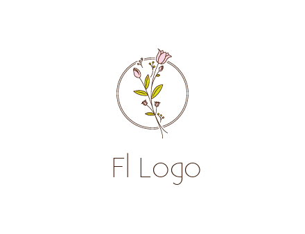 simple spa logo with flowers and buds growing on a stem