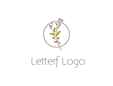 simple spa logo with flowers and buds growing on a stem