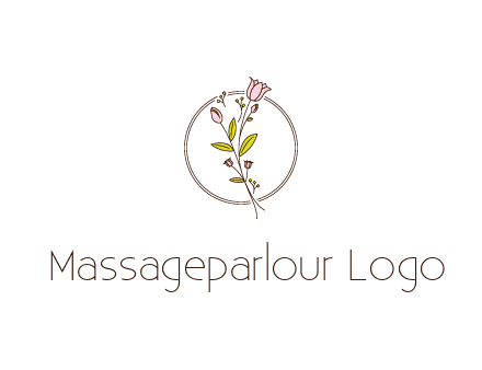 simple spa logo with flowers and buds growing on a stem