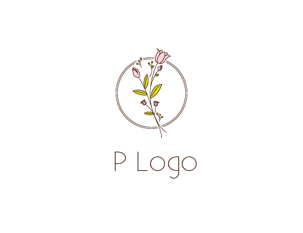 simple spa logo with flowers and buds growing on a stem