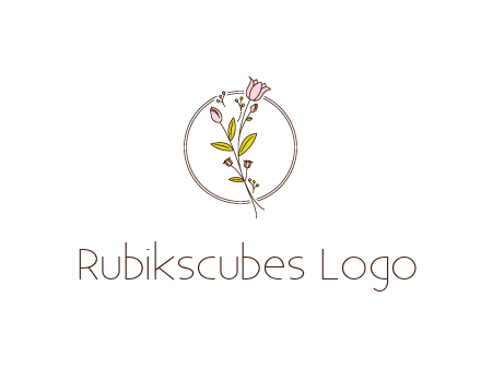 simple spa logo with flowers and buds growing on a stem