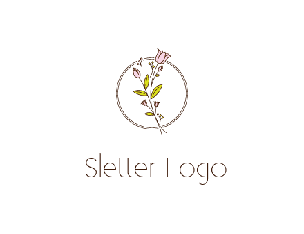 simple spa logo with flowers and buds growing on a stem