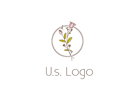 simple spa logo with flowers and buds growing on a stem