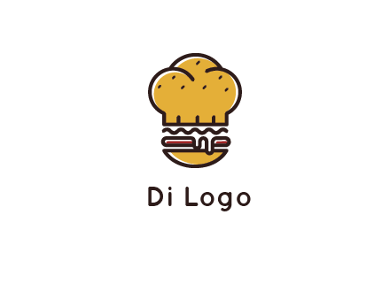 burger with a chef's hat upper bun food logo