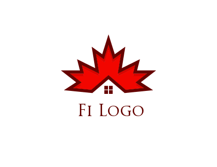 Canadian real estate logo with a house inside a maple leaf