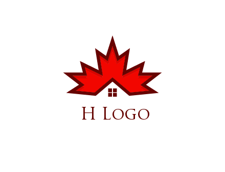 Canadian real estate logo with a house inside a maple leaf