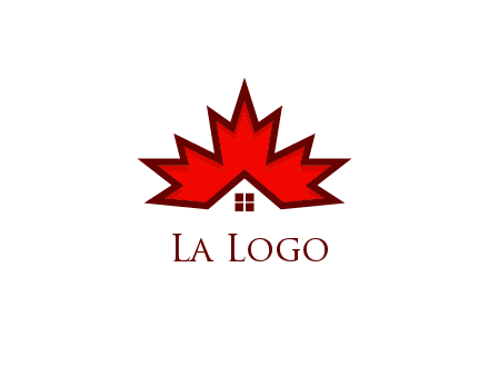 Canadian real estate logo with a house inside a maple leaf