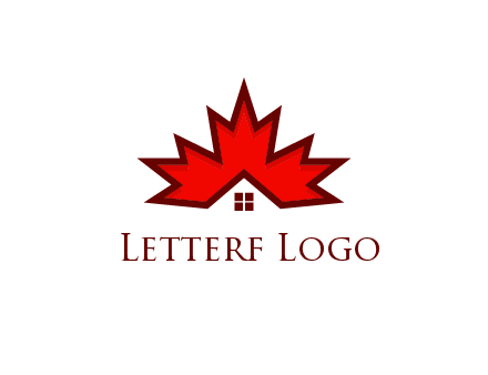 Canadian real estate logo with a house inside a maple leaf