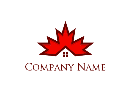 Canadian real estate logo with a house inside a maple leaf