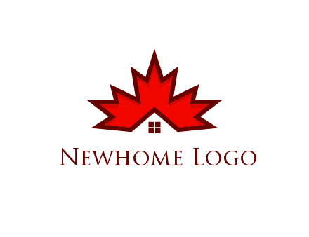 Canadian real estate logo with a house inside a maple leaf