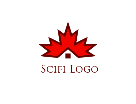 Canadian real estate logo with a house inside a maple leaf