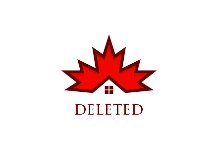 Canadian real estate logo with a house inside a maple leaf