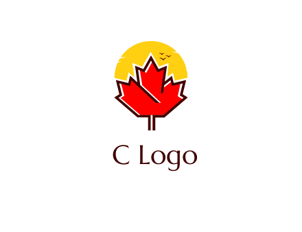 maple leaf covering the sunset logo