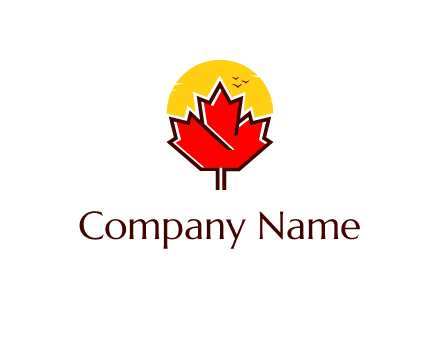 maple leaf covering the sunset logo