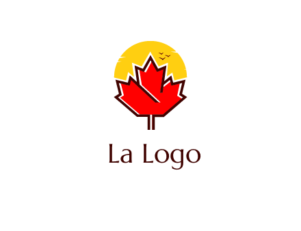 maple leaf covering the sunset logo