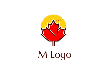 maple leaf covering the sunset logo