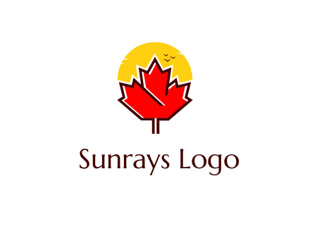 maple leaf covering the sunset logo