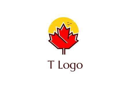 maple leaf covering the sunset logo