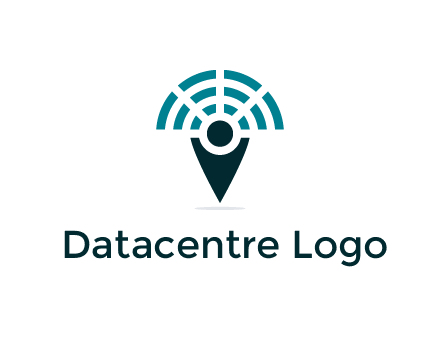 connectivity icon merged with a geotag or stick figure logo