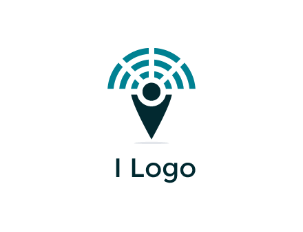 connectivity icon merged with a geotag or stick figure logo