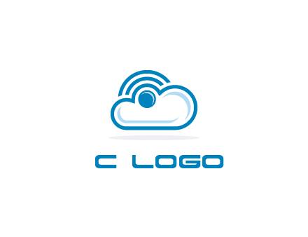 cloud with a connectivity or WiFi icon for cloud computing or storage logo