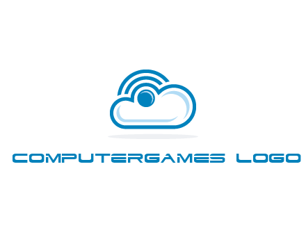 cloud with a connectivity or WiFi icon for cloud computing or storage logo