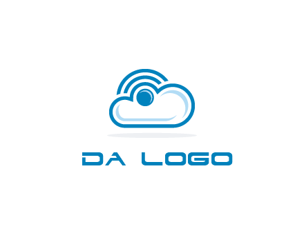 cloud with a connectivity or WiFi icon for cloud computing or storage logo