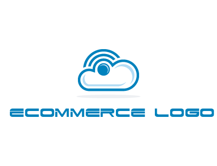 cloud with a connectivity or WiFi icon for cloud computing or storage logo