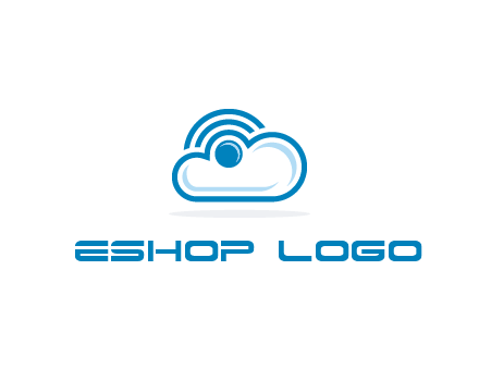 cloud with a connectivity or WiFi icon for cloud computing or storage logo