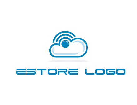 cloud with a connectivity or WiFi icon for cloud computing or storage logo