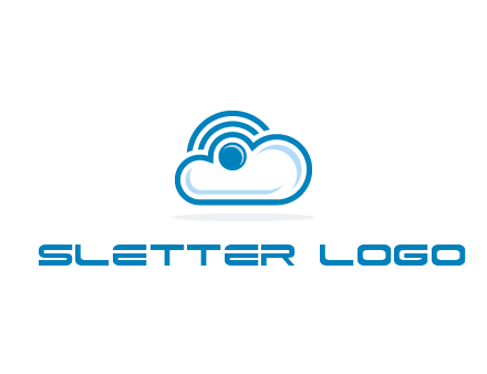 cloud with a connectivity or WiFi icon for cloud computing or storage logo