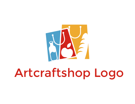 abstract shopping bags with groceries logo