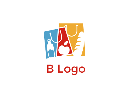 abstract shopping bags with groceries logo