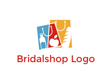 abstract shopping bags with groceries logo