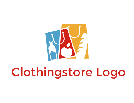 abstract shopping bags with groceries logo