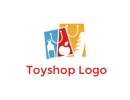 abstract shopping bags with groceries logo