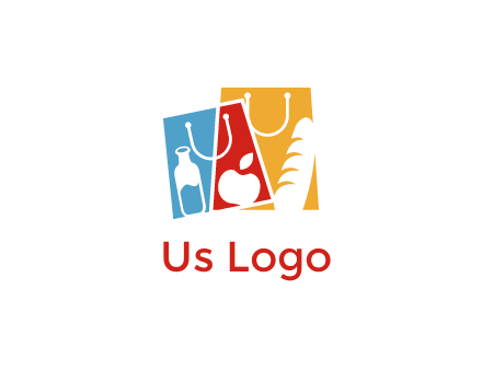 abstract shopping bags with groceries logo