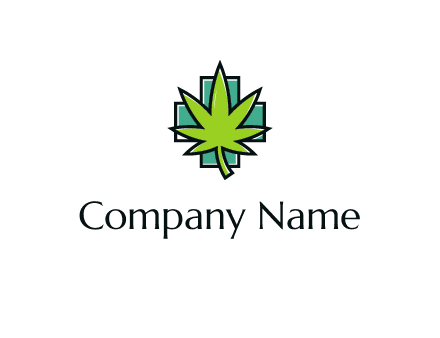 marijuana leaf over a cross o addition sign logo