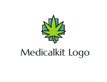 marijuana leaf over a cross o addition sign logo