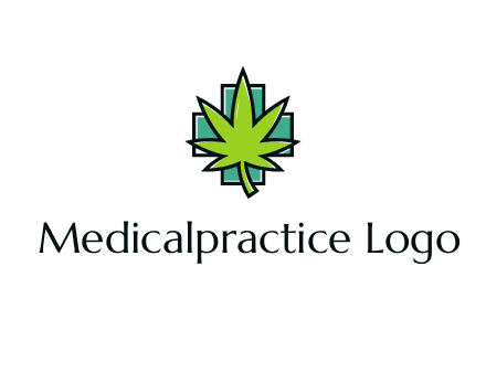 marijuana leaf over a cross o addition sign logo