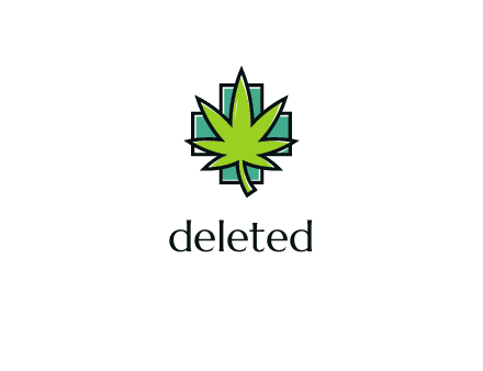 marijuana leaf over a cross o addition sign logo